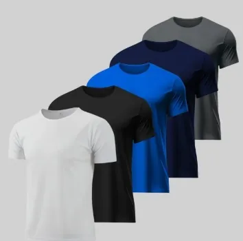 Kit 5 Camisetas Básicas Masculina Dry Fit